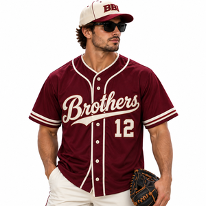 Camiseta de béisbol azul real personalizada para hombre, con botones, bordada, de tela twill, uniforme de equipo, transpirable, de poliéster, para softbol. - Product Image 2