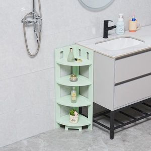 Scaffale Angolare a 4 Ripiani in Legno, Unità di Stoccaggio Multiuso, Mensole da Parete Salvaspazio per Casa, Ufficio e Bagno - Product Image 5