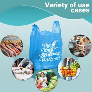 ถุงเสื้อยืดพิมพ์ลายคำขอบคุณสำหรับงานขายปลีกถุงผ้าโพลีทนทานสำหรับงานขายปลีกขนาด12x6x22หนา16ไมครอนสีฟ้าแพ็ค700 - Product Image 3
