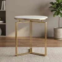 Table basse durable et moderne avec cadre en laiton et plateau en marbre, mobilier de salon au design minimaliste