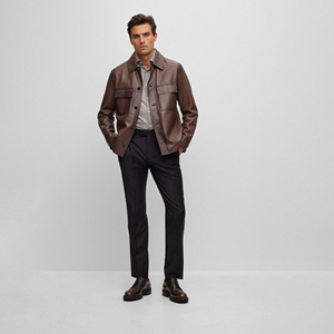 Custom Genuine <b>Leather</b> <b>Men's</b> Waterproof Breathable Eco-Friendly Windproof Heated Zipper Closure Stand Collar Winter <b>Jacket</b> - Product Image 3