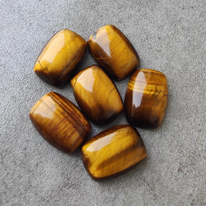 Natural Tiger Eye Cabochon Rectangle <b>Cushion</b> Flat <b>Back</b> Calibrated Gemstone for Jewelry Making All Sizes Available - Product Image 1