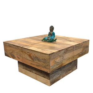 Modern Home Decor Solid Mango <b>Wooden</b> <b>Square</b> Shape Natural Finish Home Living Room Center <b>Coffee</b> <b>Table</b> For Hotel Villa Cafe Use - Product Image 4