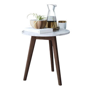 Table basse moderne en bois massif avec accents en faux marbre, petite table simple pour la maison, chambre, salon, salle à manger, bureau - Product Image 4