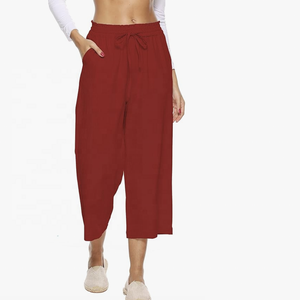 Pantalon de jogging ample à taille mi-haute pour femme, coupe droite, en molleton, taille élastique, respirant, anti-boulochage, été/hiver, avec cordon de serrage - Product Image 3