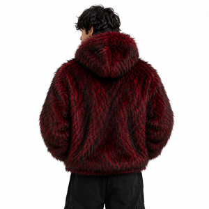 Sweat-shirts en molleton shaggy pour hommes, logo brodé personnalisé, veste à capuche entièrement zippée, poches avant, texture douce, vêtements décontractés d'hiver, USA - Product Image 2