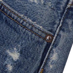 Short en jean bleu clair taille haute avec fermeture boutonnée et poches tissées, style décontracté d'été - Product Image 4