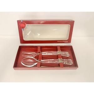 Crystal Salad Servers <b>Set</b> 2 Piece Clear Glass Salad <b>Tools</b> with Etched Handles in Red <b>Box</b> Packaging - Product Image 5