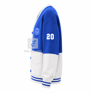 เสื้อสเวตเตอร์วาร์ซิตี้แบบมีรูระบายอากาศสำหรับชมรมนักเรียนหญิงเซต้า ฟิ เบต้า พร้อมโลโก้ปักด้านหน้า สีน้ำเงินขาว แขนยาว สวมใส่สบายสำหรับผู้หญิง - Product Image 4