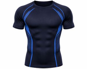 T-shirt de compression à manches courtes pour homme en Spandex/Polyester 180g, séchage rapide, coupe ajustée, sportif, col rond, tricoté - Product Image 3