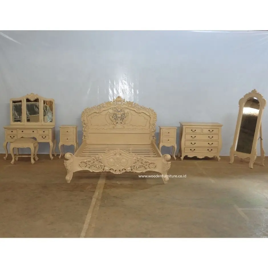 Fransız rokoko yatak takımı gelen maun ahşap için tasarlanmış antika üreme avrupa tarzı ev mobilyaları