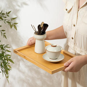 <b>Bamboo</b> Rectangular Serving Tray Set Minimalist Design Durable Tea <b>Table</b> Mat Party Home Use - Product Image 4