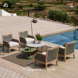 Chaise longue de luxe contemporaine en teck pour l'extérieur avec coussin personnalisable pour hôtel, villa, salon, jardin, patio, meubles de jardin - Product Image 6