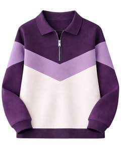 Sweat-shirt à col zippé pour femme, couleur unie violet lavande blanc, en polaire, pull décontracté, chaud pour l'hiver, streetwear, haut oversize - Product Image 1