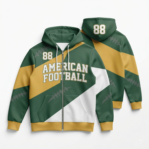 เสื้อฮู้ดซับลิเมชั่น Netball 88 สำหรับผู้ชาย แบบสปอร์ต มีซิป สีฟ้า ขาว เทอล ดีไซน์บล็อกสี - Product Image 6