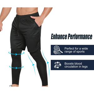 Shorts Awrah 2026 pour hommes, couleur unie, séchage rapide, avec cordon de serrage, taille mi-haute, poches sportives, en Spandex et Polyester tricoté - Product Image 4