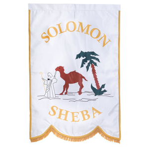 Drapeau en tissu sérigraphié « Reine du Sud » avec franges en tresse dorée - Product Image 5