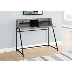 Scrivania Moderna Contemporanea da 48 Pollici per Ufficio Domestico con Ripiani Portaoggetti, Laminato Grigio e Metallo Nero per Lavoro con Laptop - Product Image 5