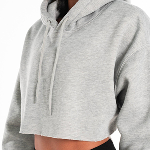 High Quality Custom Women's Embroidered Oversized Fleece Crop <b>Top</b> Hoodie Hip Hop Style Streetwear Winter - Product Image 5