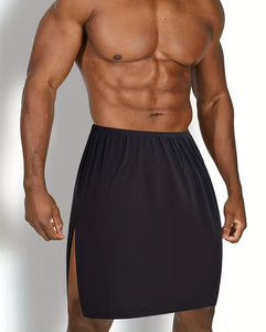 Men Seamless Knitted Loungewear Skirt Solid Black Casual All Seasons Wear - Product Image 3