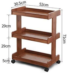Chariot de service à 3 niveaux en bois brun avec roulettes, chariot utilitaire roulant pour hôtel et maison - Product Image 4