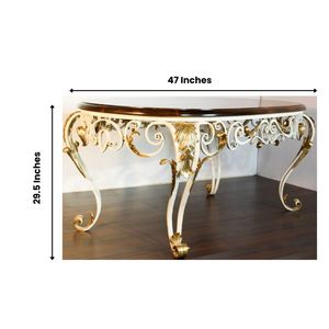 Mesa Consola de Lujo de Madera Natural de Acacia Estilo Rococó Francés con Base de Hierro Forjado Ornamentado para Decoración del Hogar y Hoteles - Product Image 3
