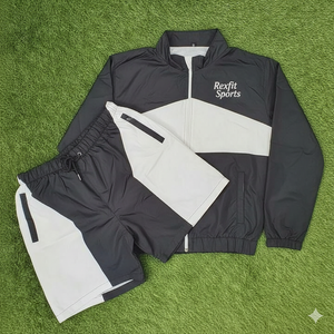 Ensemble de survêtement Rexfit Sports OEM personnalisé avec logo, veste coupe-vent et short en nylon pour homme, ensemble de survêtement d'été, vente en gros - Product Image 2