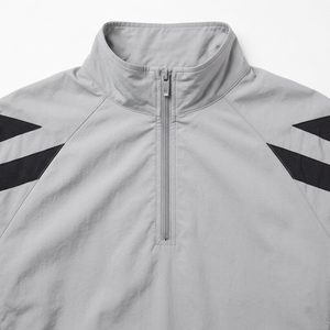 Street Wear Style Men's Light Gray Windproof Quarter-Zip <b>Racer</b> <b>Jacket</b> Sporty Color Blocking Polyester Regular Fit Autumn Wear - Product Image 5