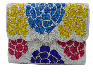 Bolso de Mano Lowellcraft L-30 con Bordado Indio en Satén para Mujer, Ideal para Fiestas, Bodas, Uso Diario y Regalos - Product Image 1