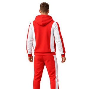 Conjunto Deportivo Rojo y Blanco para Hombre, Sudadera con Cierre y Pantalones Jogger Ajustados, Ropa Deportiva, Informal, para Gimnasio y Fitness - Product Image 5