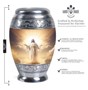Urna Funeraria de Aluminio Hecha a Mano con Diseño de Pavo Real, Urna Conmemorativa Plateada para Adultos, Urna Decorativa Clásica de Aluminio para Recuerdos - Product Image 2