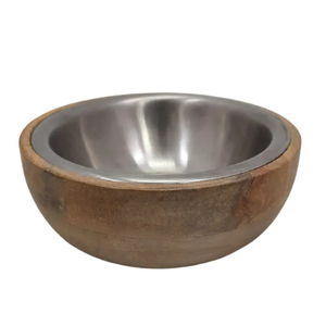 ชามไม้ทำมือ Woodland Bowl พร้อมช่องสแตนเลส ดีไซน์แบบวาบิซาบิ สำหรับเสิร์ฟอาหารที่บ้าน ชุดชามเสิร์ฟ - Product Image 1