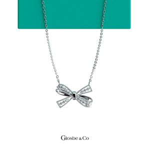 Collar de Oro Amarillo para Mujer con Diamante Natural Redondo ''Bow Bell'' de Glosbe & Co, Corte Brillante, Joyería de Vietnam, Diseño Elegante - Product Image 2