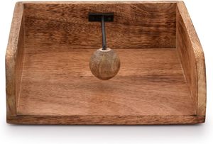 Acacia Wood <b>Napkin</b> <b>Holder</b> with Weighted Arm Flat Wooden Tissue Paper Dispenser For Outdoor Restaurant Table Decor Wholesale - Product Image 5
