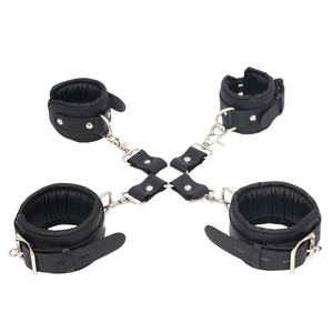 Ensemble de Contrainte BDSM en Cuir de Vachette avec Menottes, Collier, Sangles et Connecteurs pour un Jeu de Contrôle Total - Product Image 1