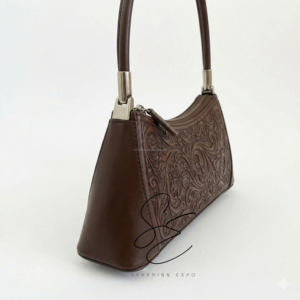 Floral Tooled Leather Handbag Women Vintage Shoulder Bag <b>Top</b> Handle Designer Boutique Purse OEM Custom - Product Image 4