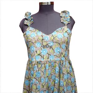 Vestido Maxi Bohemio Estampado Floral de Algodón Ecológico Hecho a Mano en India, Vestidos Étnicos Naturales para Mujer al por Mayor - Product Image 5