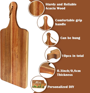 Planche à découper en bois d'acacia Ecokanji de grande taille avec poignées, épaisseur 1,5 cm, écologique, pour servir - Indispensable en cuisine - Product Image 4