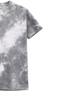 T-shirt Tie-Dye Blanc et Gris pour Homme, Coton, Col Rond, Manches Courtes, Effet Délavé Vintage, Streetwear Décontracté, Été, OEM, Vente en Gros, Exportation Professionnelle - Product Image 2