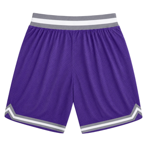 Shorts de basket-ball en mesh sublimé pour hommes, gris et violet, impression numérique, polyester, uniforme sportif, entraînement, match, vêtements de performance - Product Image 2