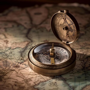 <b>Antique</b> Modern Brass Nautical <b>Compass</b> Offset Cover Vintage Marine Navigation Instrument Wristwatch Type 3 Inch Travel Gift - Product Image 3