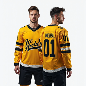 Ice Hockey Jersey Men's Red Black V-Neck Full Sleeve Sublimated Print Moisture Wicking Polyester Sport Apparel - Product Image 3