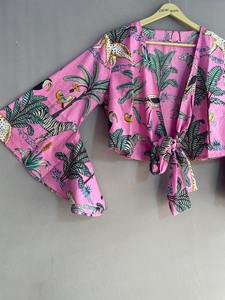 Indian Cotton Block Print Tie Dye Crop Top Handmade Bohemian Style Women Summer Casual Party Wear Floral <b>Boho</b> Top Free Size - Product Image 5