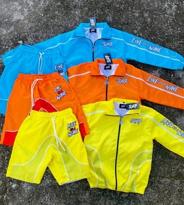 Custom OEM <b>Men</b> 2 Piece Windbreaker Tracksuit Lightweight Waterproof Zip Up <b>Jacket</b> Mesh Lined Matching Shorts Set - Product Image 1