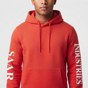 SAAR Industries <b>Red</b> Hooded Men's Casual Fleece Pullover Loose Fit Winter Wear ODM Custom Heavyweight Anti-Pilling 180g <b>Hoodie</b> - Product Image 3