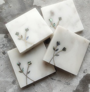 green marble <b>coaster</b> Christmas tree <b>coaster</b> <b>gold</b> inlay <b>coaster</b> round stone <b>coaster</b> holiday decor drink <b>coaster</b> handmade marble - Product Image 3