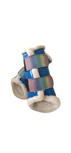 Botas de lujo para caballo con rayas arcoíris, forro polar, protectores de patas para soporte de pasternales, entrenamiento y carreras. - Product Image 2