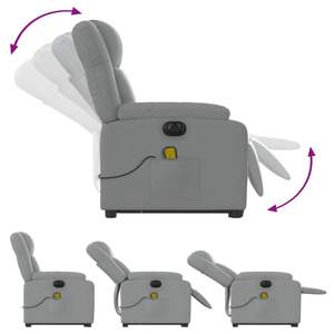Fauteuil de massage électrique gris clair avec fonction de levage - Product Image 6