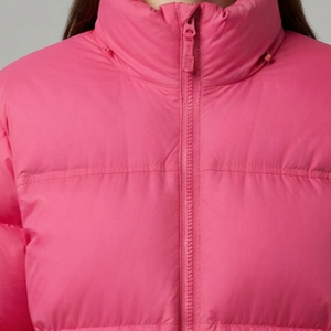 Chaqueta Acolchada Rosa Unisex, Abrigo de Invierno Cortavientos con Cierre de Cremallera, Corte Regular, Color Sólido Informal, Relleno de Fibra de Poliéster - Product Image 5