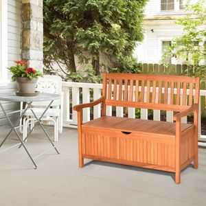 Banc de rangement en bois de 33 gallons avec doublure pour patio, jardin ou véranda - Product Image 4